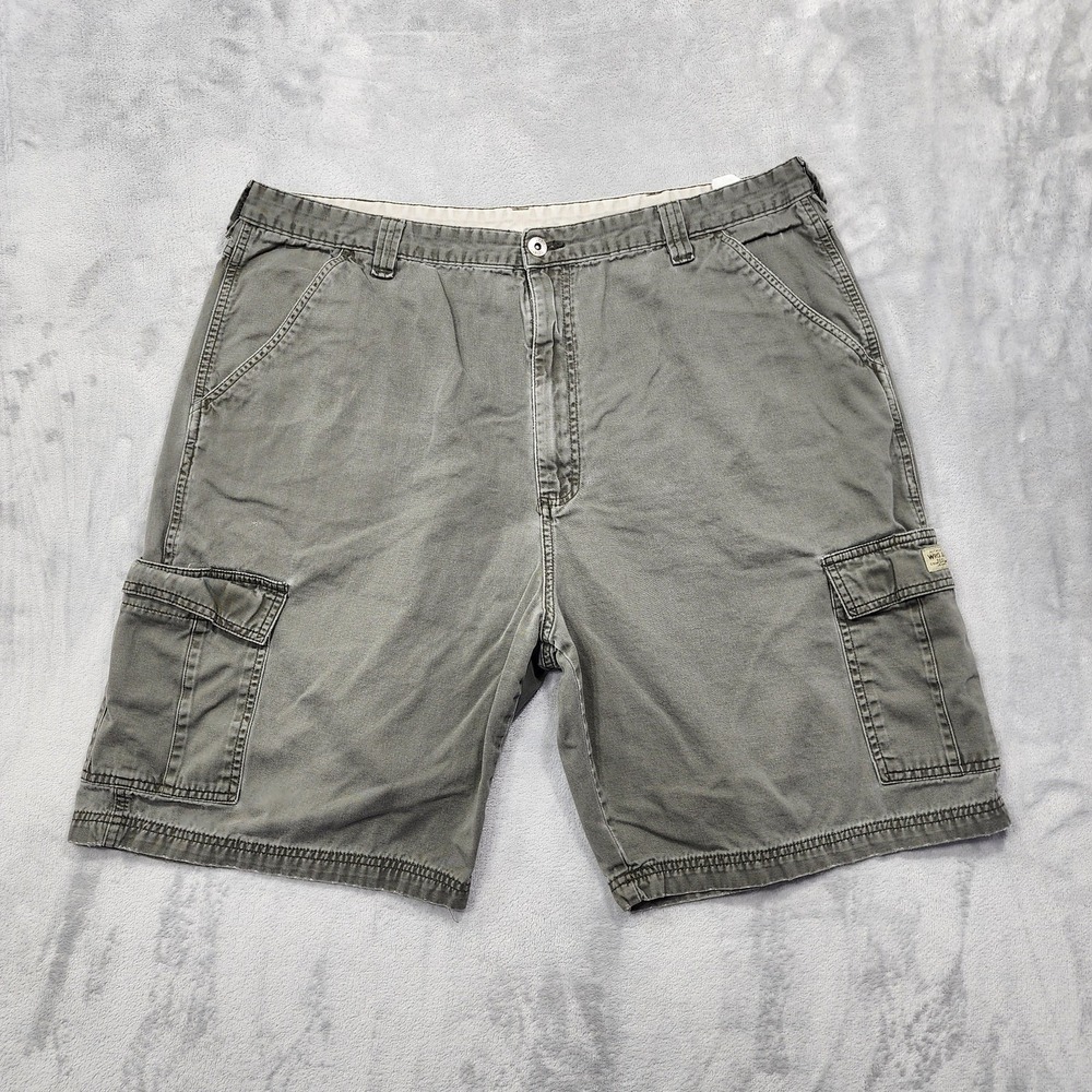 Vintage Wrangler Shorts Mens 36 Gray Cargo‎ Utility Canvas Relaxed Fit Outdoor
